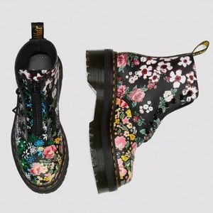 Dr Martens SINCLAIR FLORAL MASH UP LEATHER PLATFORM BOOTS